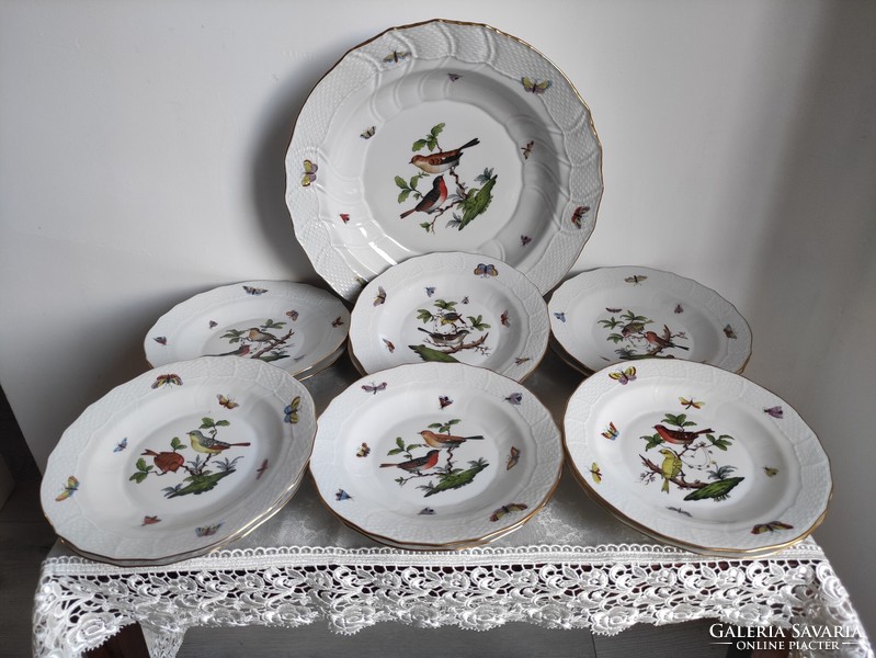 Rothschild mintás 12 személyes Herendi süteményes porcelán készlet 12+1db makulátlan állapotban
