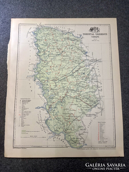 Torontál vármegye térképe. Gönczy 1897. Magyarország kézi atlasza. Délvidék
