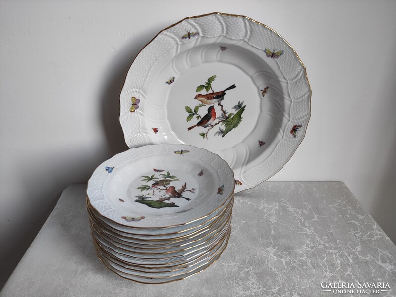 Rothschild mintás 12 személyes Herendi süteményes porcelán készlet 12+1db makulátlan állapotban