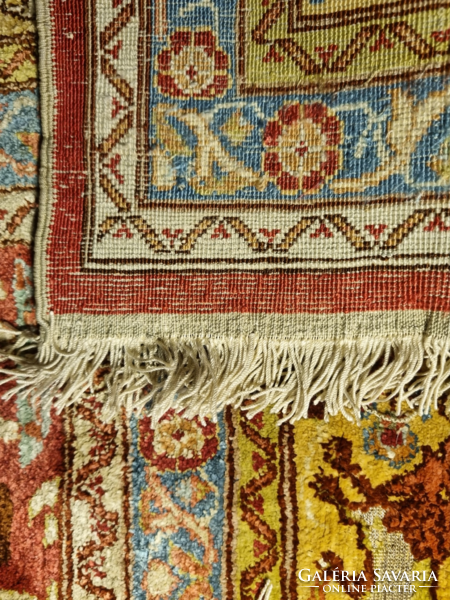 TÖRÖK KAYSERI 100% selyemszőnyeg, fémszálas részletekkel ,145x88 cm