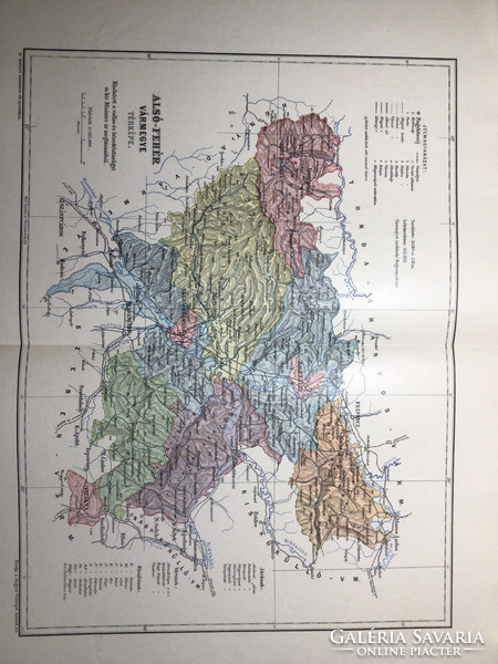 Alsó-Fehér vármegye térképe. Kogutowicz 1905. Magyar Földrajzi Intézet. Erdély
