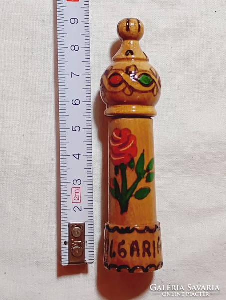 Parfüm 34 Bolgár rószaolaj festett égetett dísztartóban üveg tartalmával kölni
