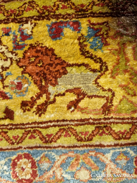 TÖRÖK KAYSERI 100% selyemszőnyeg, fémszálas részletekkel ,145x88 cm