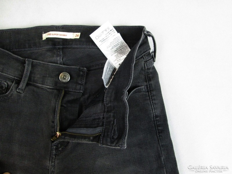 EREDETI LEVIS 710 SUPER SKINNY (W26 / L30) NŐI SÖTÉTSZÜRKE SZTRECCSES FARMER