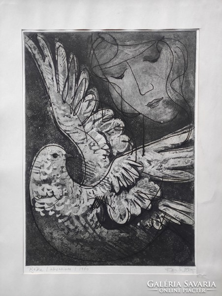 Béke 1961.  Raszler Károly grafikus rézkarc keret nélkül