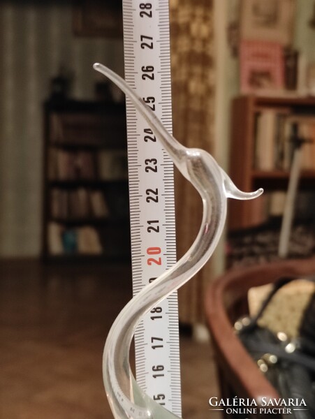 Miloslav Klinger Hosszú kecses kristály üveg kócsag / gém retro design madár dísztárgy