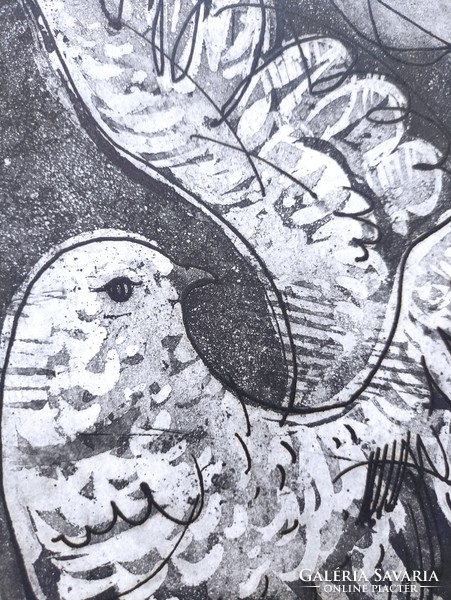 Béke 1961.  Raszler Károly grafikus rézkarc keret nélkül