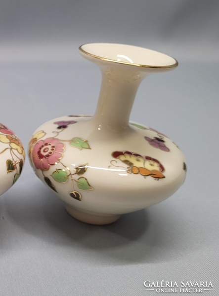 Zsolnay kézzel festett pillangós porcelán váza