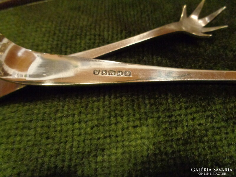 Ezüstözött , angol cukor fogó - csipesz ,   , 11 cm  újszerű