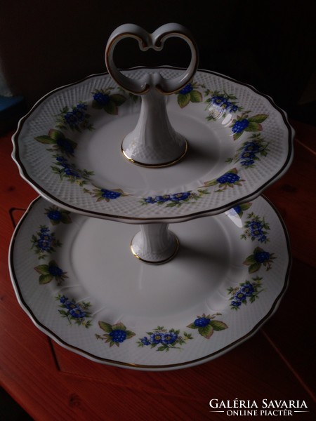 Hollóházi szedermintás porcelàn emeletes sütemèny kínáló