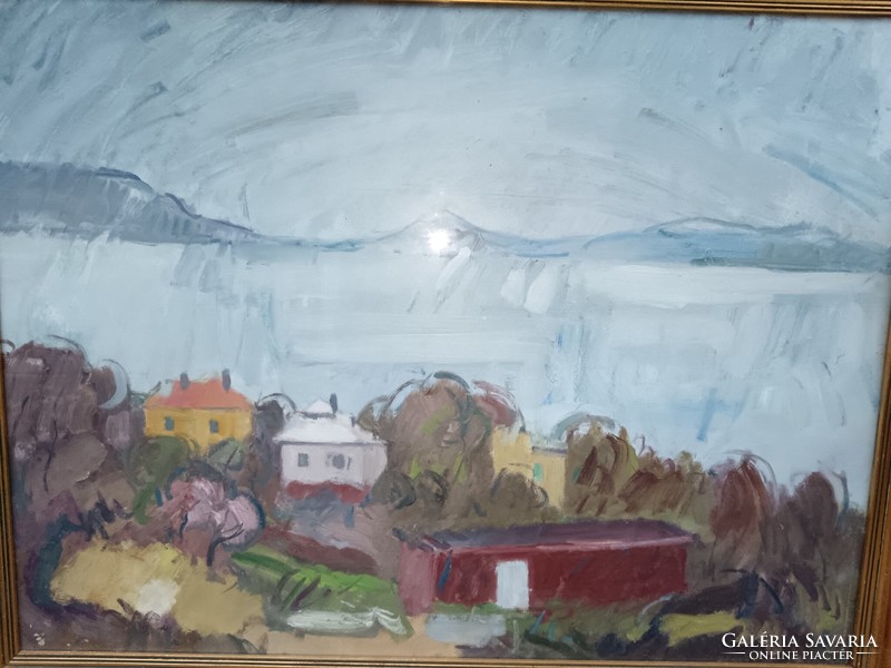 Szikra János balatoni látkép , festmény