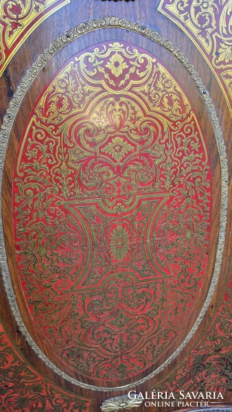 Boulle stílusú rézveretes, márványlapos komód A974