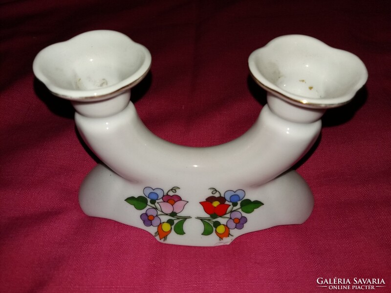Nagyon szép KALOCSA porcelán KÉTÁGÚ KANDELLÁBER GYERTYATARTÓ  cm HIBÁTLAN