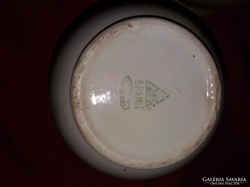 Antik Kispest Gránit paasztházas aludtejes füles köcsög ök párban 2 db egybe 16x13cm képek szerint