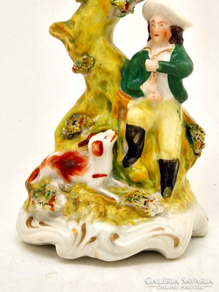 Viktoriánus 19.sz Staffordshire porcelán figura tintatartó váza 14.5cm
