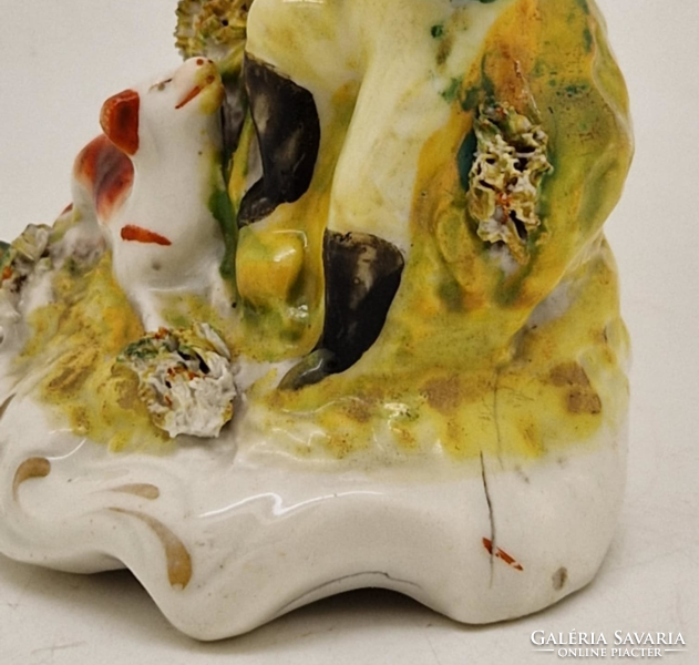 Viktoriánus 19.sz Staffordshire porcelán figura tintatartó váza 14.5cm