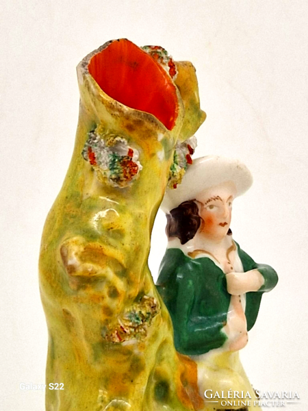 Viktoriánus 19.sz Staffordshire porcelán figura tintatartó váza 14.5cm