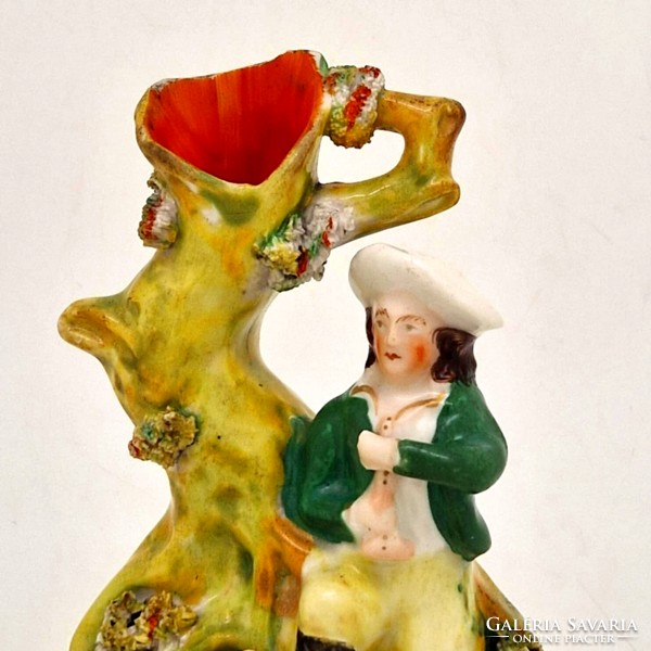 Viktoriánus 19.sz Staffordshire porcelán figura tintatartó váza 14.5cm