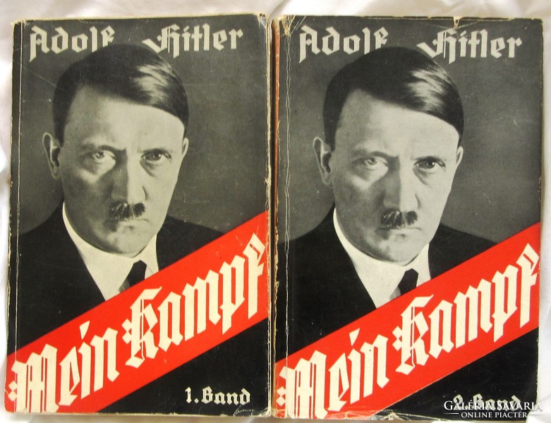 Adolf H:Mein Kampf, 1936 kiadás, I-II kötet, I. 406 oldal, II. 782 oldal, jó állapotban, nem hiányos