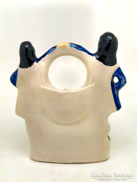 Viktoriánus Flatback Staffordshire porcelán figura váza 17.5cm