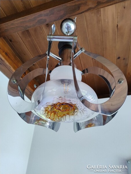 Mazzega Murano üveg mennyezeti lámpa, Space Age, Mid Century , 70-es évek