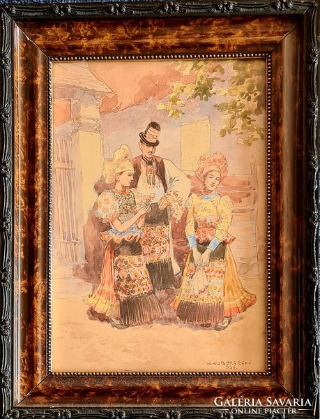 Wallburg Egon (Zórád Ernő) (1911 - 2004) : Népviseletben, páros kép