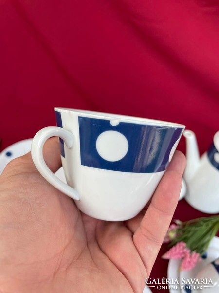 Gyönyörű német Bavaria teáskészlet pöttyös csésze kanna cukortartó pettyes