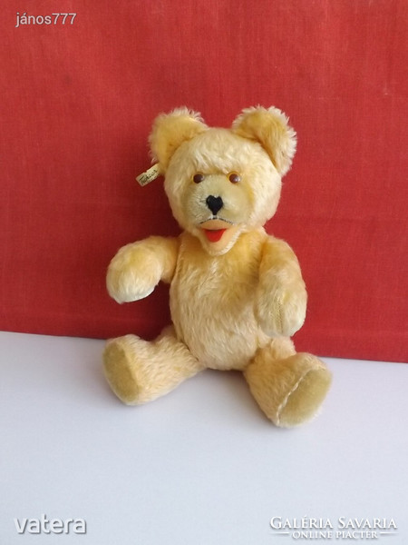 FECHTER antik mackó medve régi maci 31 cm-es kemény töltetű moher SÍRÓ maci EXTRA !
