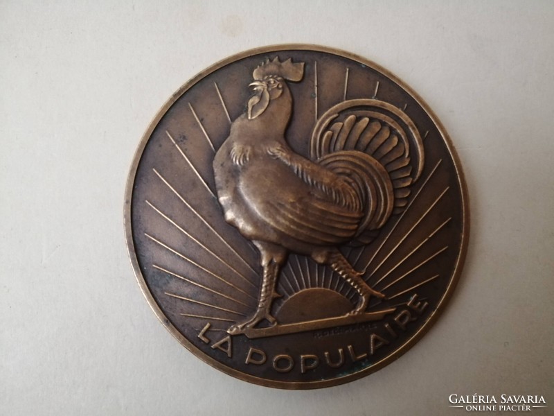 RAYMOND DELAMARRE (1890-1986) - BRONZ EMLÉKÉREM - KAKAS
