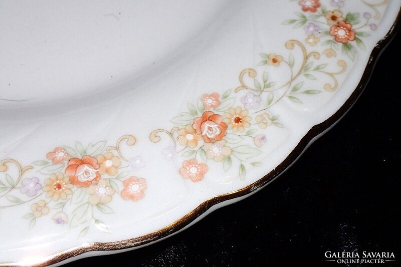 Guoguang Fine China levesestál és tányér szett (egy lapos + egy mély) virágmintás szélű