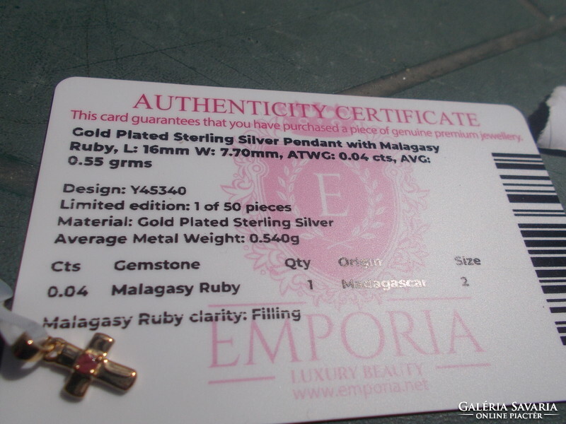 RUBIN certificatos aranybevonatu, EZÜST medál lánccal