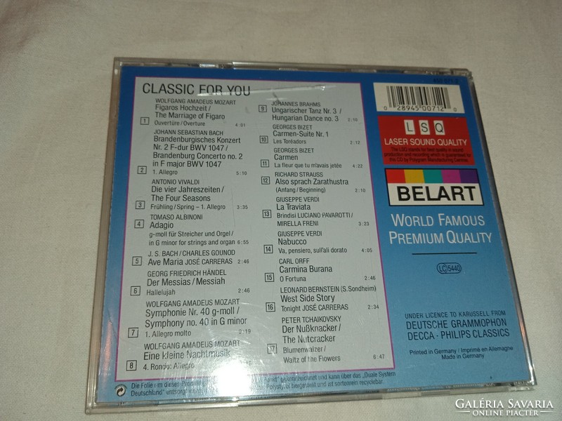Classic For You - Albinoni Adagio Bizet Carmen Gounod. Ave Maria Händel Hallelujah Orff Carmina CD
