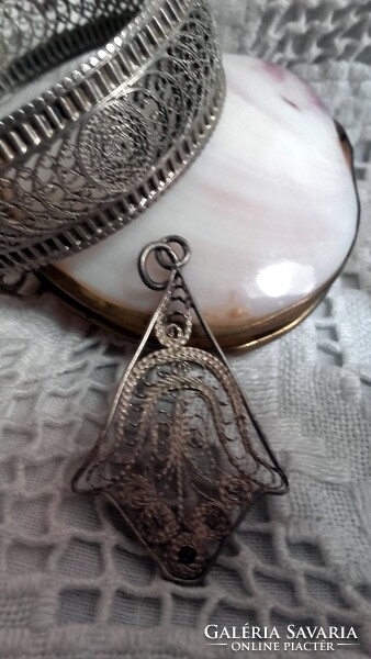 ANTIK FILIGRÁN TIBETI EZÜST ÉKSZER SZETT: KARÉK  és MEDÁL -  Art&Decoration