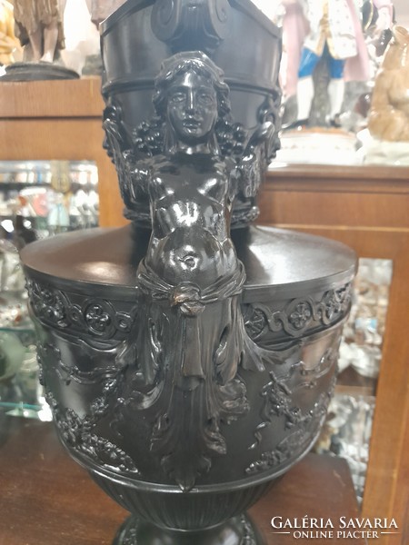 Alt Wien Wilhelm Schiller & Son. Gerbing & Stephan 1895,Faun,Angyalos Kerámia Amfora Váza. 56 cm