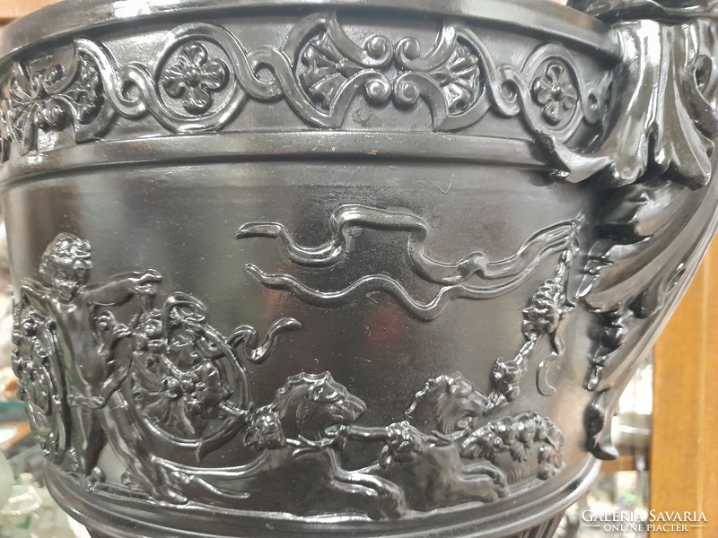 Alt Wien Wilhelm Schiller & Son. Gerbing & Stephan 1895,Faun,Angyalos Kerámia Amfora Váza. 56 cm