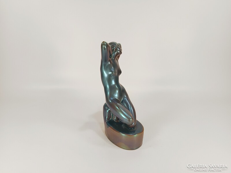 ZSOLNAY, EOSIN MÁZAS PORCELÁN FIGURA, HIBÁTLAN ! (D002)
