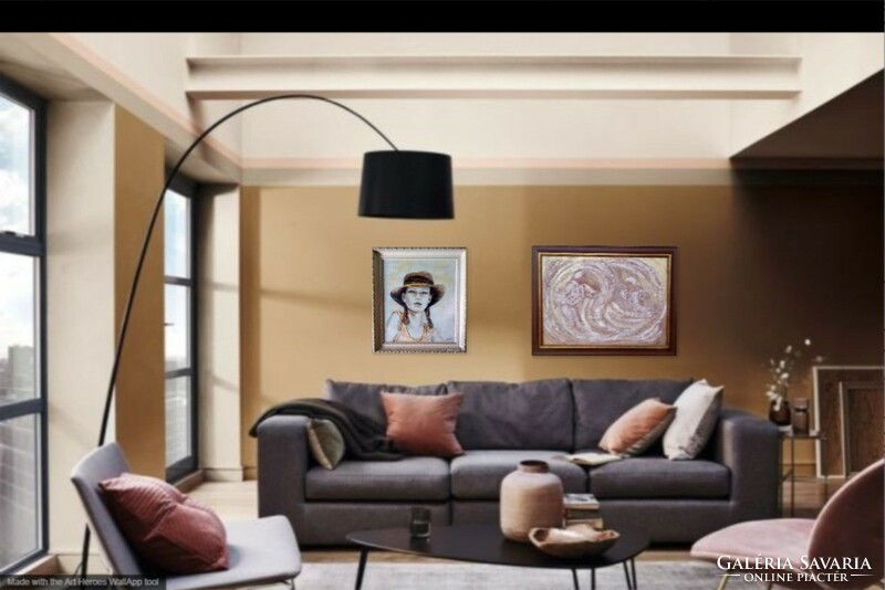 Álmodozó lány. Női arckép tanúsítvánnyal. Prima díjas művész alkotása.Károlyfi Zsófia/1952