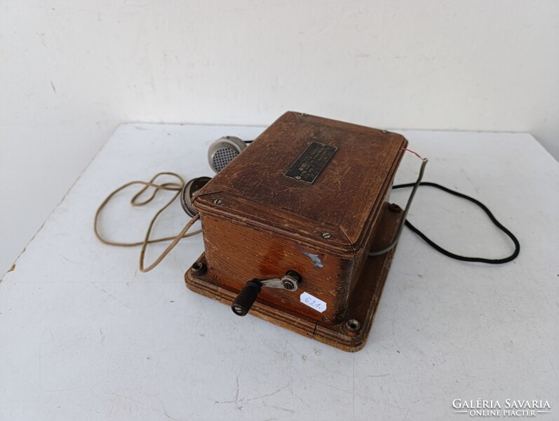 Antik telefon fali fadobozos fülhallgatós fa telefon kagylóval és hallgatóval starožitný telefón 621