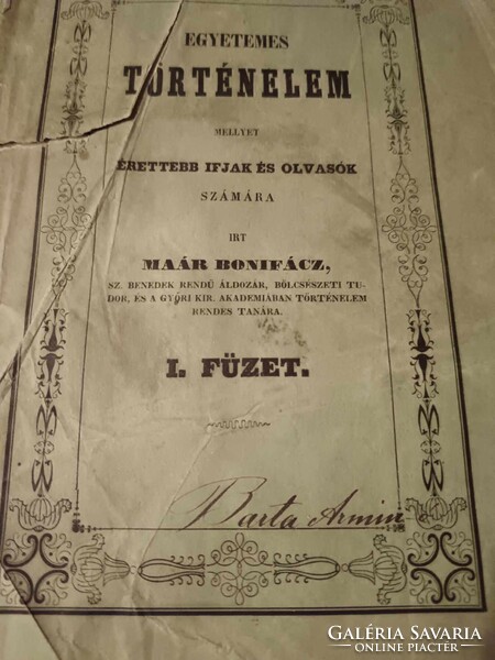 Egyetemes történelem, 1853-as füzet, írta Maár Bonifácz, Ős-Kor 1. füzet, 1. rész