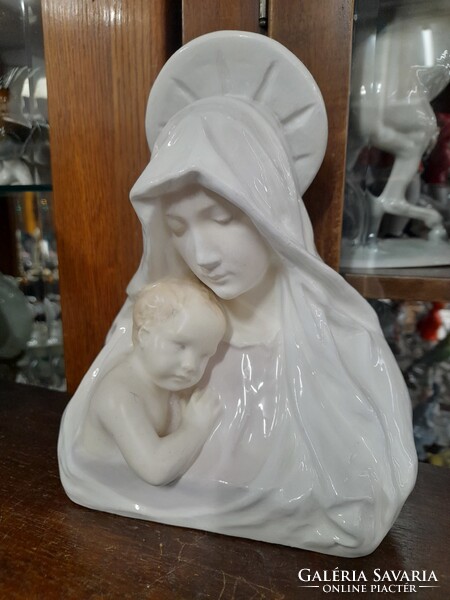 Alt Wien Rudolf Podany (1876-1963) - Scauer Vienna Faienceh, Madonna Gyermekével Figurális Porcelán