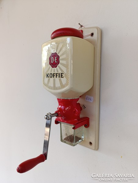 Antik kávédaráló porcelán fali kávé daráló konyhai eszköz Douwe Egberts márka reklám 634 9985