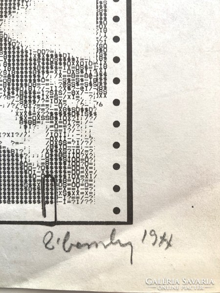 Záborszky Gábor (1950-2023): Emléklap, 1977, számozott (120/102), jelzett számítógépgrafika