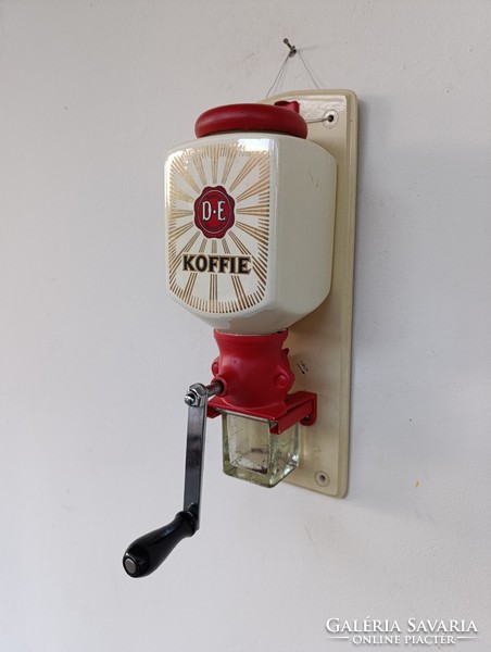 Antik kávédaráló porcelán fali kávé daráló konyhai eszköz Douwe Egberts márka reklám 640 9984