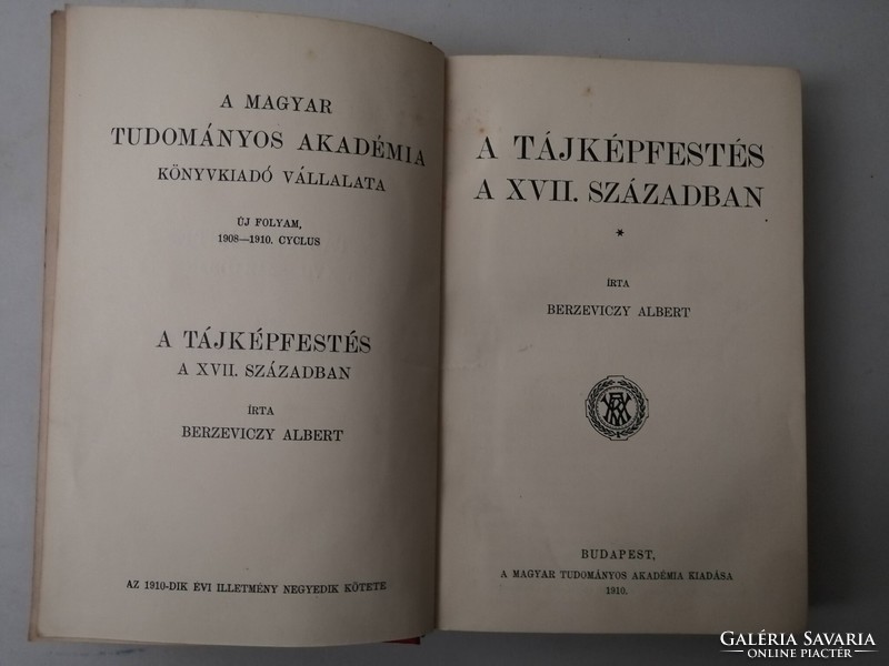 BERZEVICZY ALBERT - A TÁJKÉPFESTÉS A XVII. SZÁZADBAN - EX LIBRIS