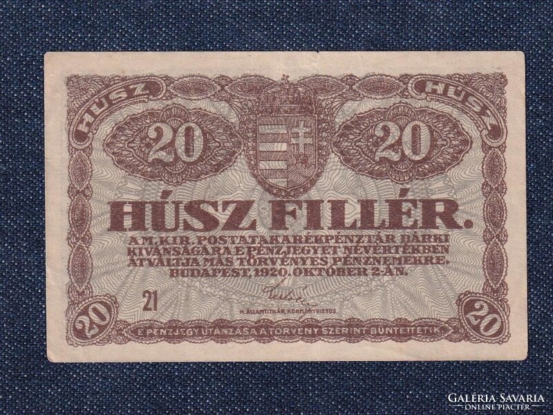 Pénztárjegy (1919-1920) 20 fillér bankjegy 1920