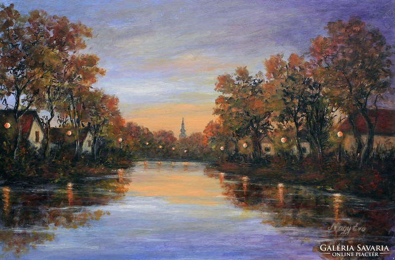 Nagy Éva (1954): Árad a Zagyva 40x60 cm. Kortárs (1949-től napjainkig)