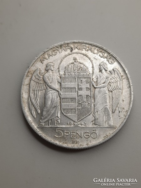 Magyarország 5 Pengő 1943 - Horthy balra (alu)