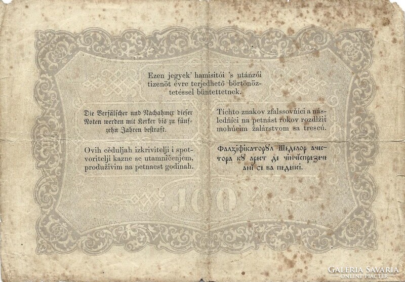 100 száz forint 1848 eredeti tartás. 2.