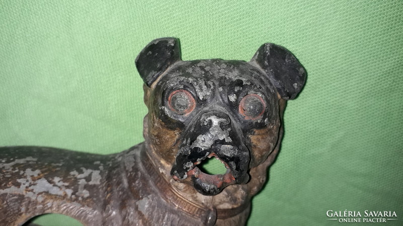 Antik bronzírozott fém asztali polcdísz mécsestartó MOPSZ KUTYA SZOBOR 18 x 16 x 10 cm képek szerint