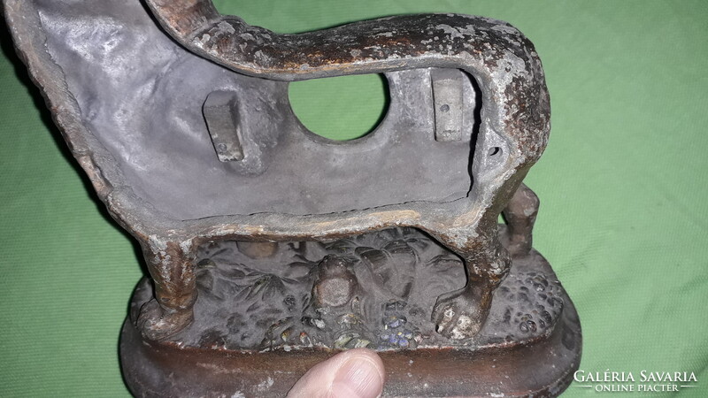 Antik bronzírozott fém asztali polcdísz mécsestartó MOPSZ KUTYA SZOBOR 18 x 16 x 10 cm képek szerint
